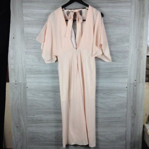 Topshop Blush Batwing V-Neck Midi Dress size 8 - Picture 3 of 9